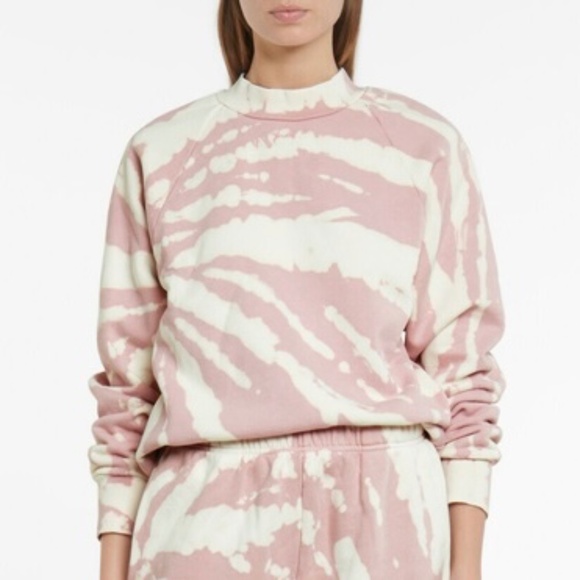 High-Neck Tie-Dye Brushed-Back Cotton Sweatshirt | Les Tien - Picture 1 of 2
